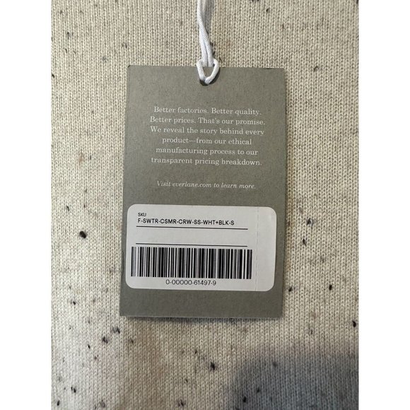 EVERLANE The Cashmere Sweater Tee Short Sleeve Beige Speckled Sz Small - Picture 5 of 7